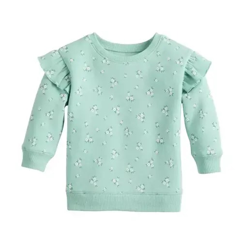 Baby Girl Jumping Beans® Ruffle Shoulder Floral Print Sweatshirt