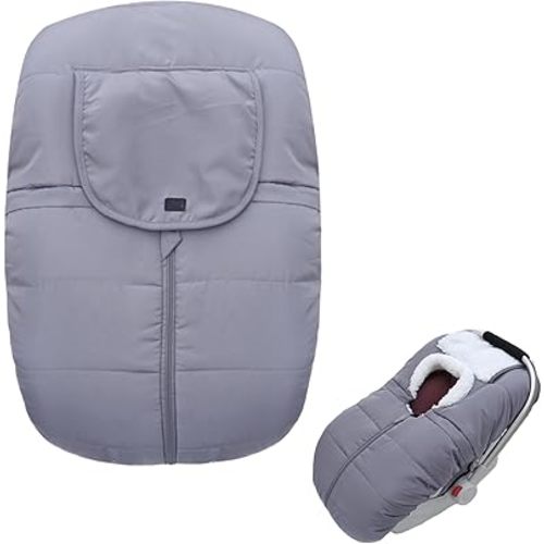 Winter Baby Car Seat Cover, Infant Car Seat Cover for Baby Seat or Stroller, Windproof Infant Warm Carseat for Keeping Newborn Babies Warm（Grey）