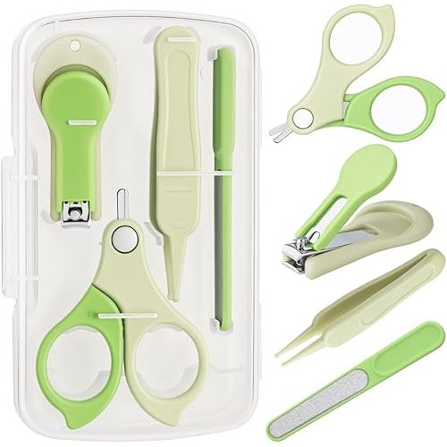 Baby Nail Kit,4-in-1 Baby Manicure Kit and Pedicure Set,Include ;Baby Nail Clippers,Baby Nail Scissors, Baby Nail File,Baby for Special use Tweezers,Newborn, Infant Toddler ,Children/Green