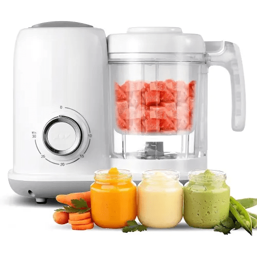Baby Food Maker, 4 in 1 Baby Food Processor and Steamer, Puree Blender, Multifunctional Baby Puree Maker, Dishwasher Safe, White