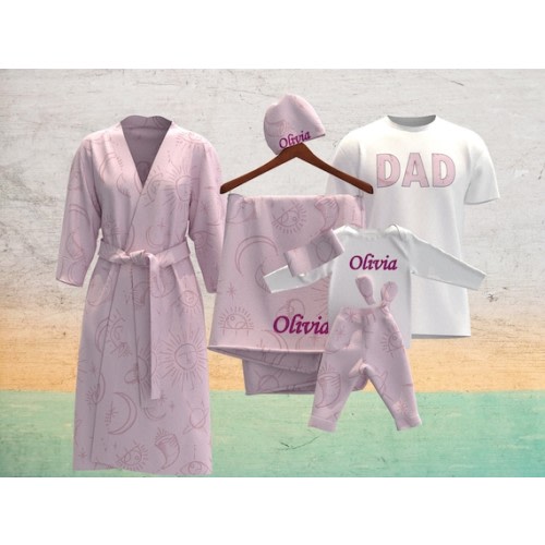 Moon Celestial Matching Girl Coming Home Set, Swaddle Hospital Set, Maternity Robe, Girl Boy Gift, Maternity Gown, Girl Shower Gift - Etsy
