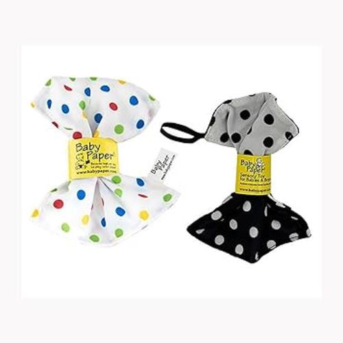 Baby Paper–2 Pack of Crinkly, Sensory Toys, White/Black Dot & Multi Color Polka Dot