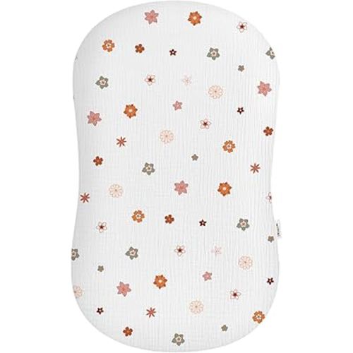 Muslin Baby Lounger Cover, Soft Breathable Newborn Lounger Pillow Cover for Boys Girls Infant (Flower-B)