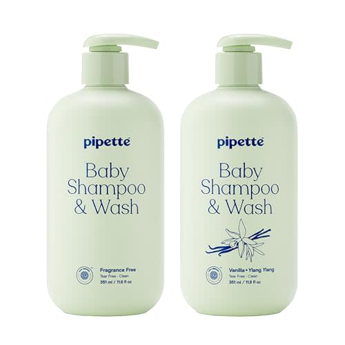Pipette Baby Shampoo + Wash Discovery Duo, Pack of 2, Includes Fragrance Free and Vanilla + Ylang Ylang Scents, Gentle Tear-Free Newborn Baby Bath Essentials, Non-Toxic and Hypoallergenic
