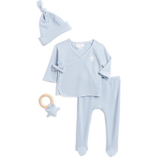 Toby Waffle Stitch Top, Footed Pants, Hat & Rattle Set | Nordstromrack