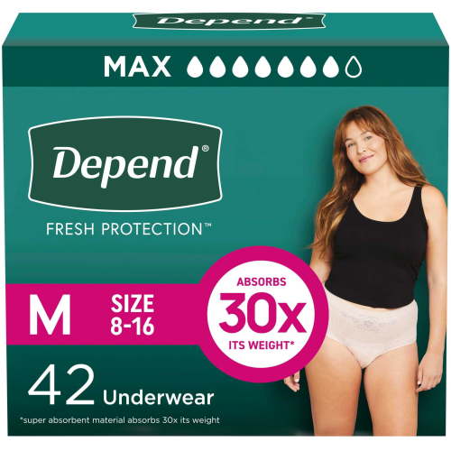 Depend Fresh Protection Incontinence Underwear for Women, Adult Diapers, M, 42 Count HSA/FSA Eligible