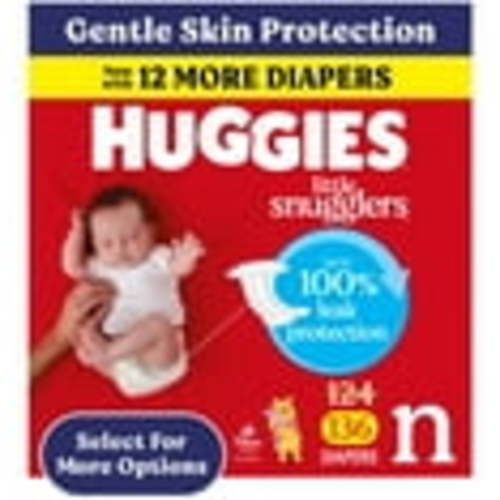 Huggies Little Snugglers Baby Diapers, Size Newborn (Up to 10 lbs), 130 Ct (Select for More)