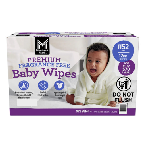 Member's Mark Premium Baby Wipes, Fragrance Free, 12 pk., 1152 Wipes - Sam's Club