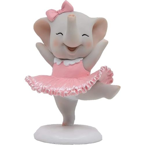 Comfy Hour Wildlife Collection 5" Cute Dancing Ballet Elephant Pink Dress Figurine, Elephant Cake Topper, Collectible Statue, Desktop Decoration, Girl's Mini Gift, Hand Made and Painted Polyresin