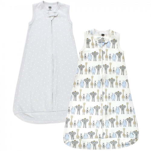 Hudson Baby Infant Boy Interlock Cotton Sleeveless Sleeping Bag, Blue Royal Safari, 0-3 Months