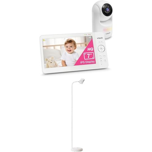 Bundle of VTech Advanced HQ Max 7" Digital Video Baby Monitor + VTech Floor Stand, Baby Camera Stand Mount, Safety for Nursery
