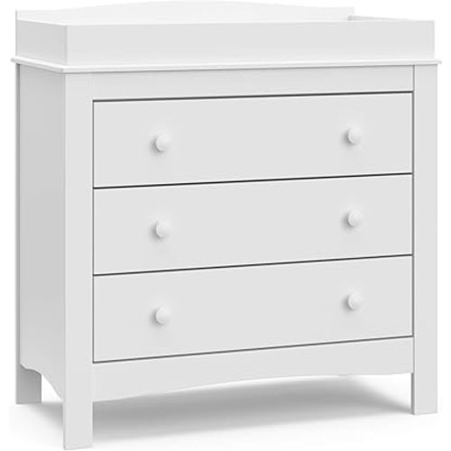 Graco Noah 3 Drawer Chest with Changing Topper (White) – GREENGUARD Gold Certified, Baby Dresser With Changing Table Top, Dresser for Nursery, 3 Drawer Kids Dresser