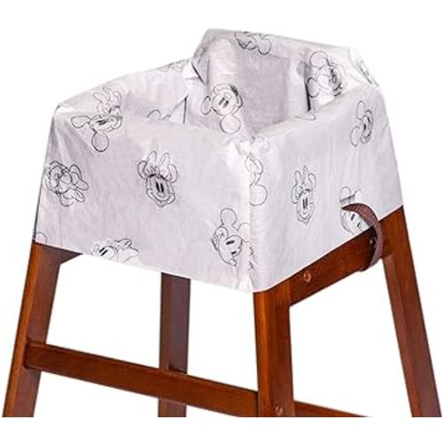 J.L. Childress Disney Baby by Disposable Restaurant High Chair Cover Individually Wrapped for Travel Convenience, Mickey and Minnie, 12 Count