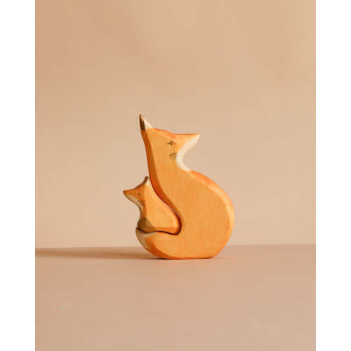 Handmade Wooden Snuggling Foxes By Eric & Albert