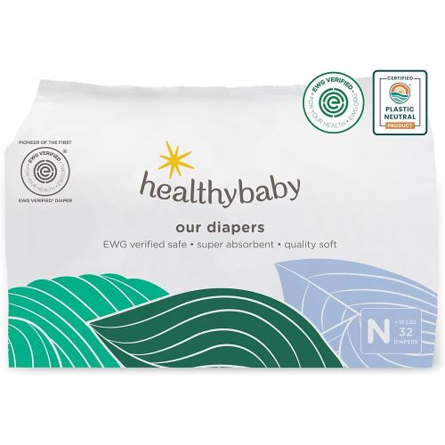 Our Diapers | EWG Verified Safe & Plant-Based Diapers | Leak Protection | Soft Organic Cotton Shell | Chlorine-Free Diaper for Sensitive Skin | Size Newborn (<10 lbs) 32 Count