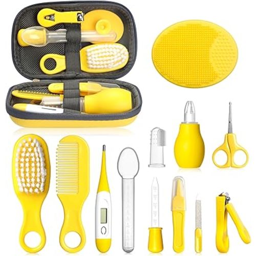 Baby Healthcare and Grooming Kit, Portable Baby Safety Care Set, Baby Essentials kit for Newborn(Yellow 13 in 1)