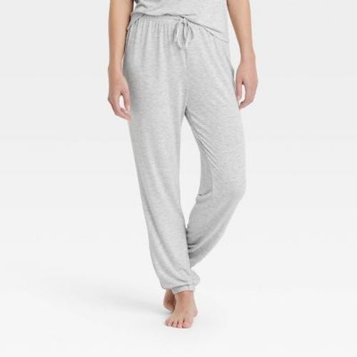 Women's Cooling Jersey Jogger Pajama Pants - Auden™ Gray L: Midweight Knit, Ankle Length, Front Tie Waist, Machine Washable
