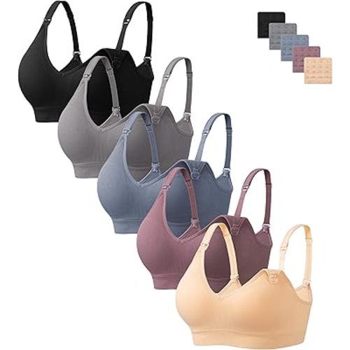 HBselect Nursing Bras for Breastfeeding Women Maternity Bras Seamless Wireless Pregnancy Sleep Bra with Bra Extenders