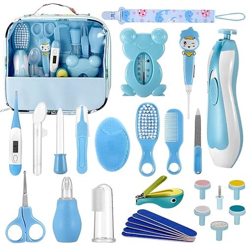 Baby Grooming Kit, 29 in 1 Portable Baby Safety Care Set and Baby Electric Nail Trimmer Set, Newborn Nursery Cleaner Essentials Health Care Set for Infant Toddlers Boys Girls, Baby Grooming Care