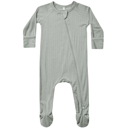 Quincy Mae Bamboo Zip Footie | Grid