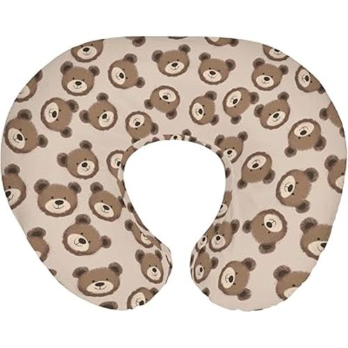 Neutral Boho Bears Baby Nursing Pillow Covers for Boy Girl Cute Brown Bear Nursing Pillow Slipcovers for Breastfeeding Pillows Watercolor Bears Soft Stretchy Slipcover for Newborn Infant