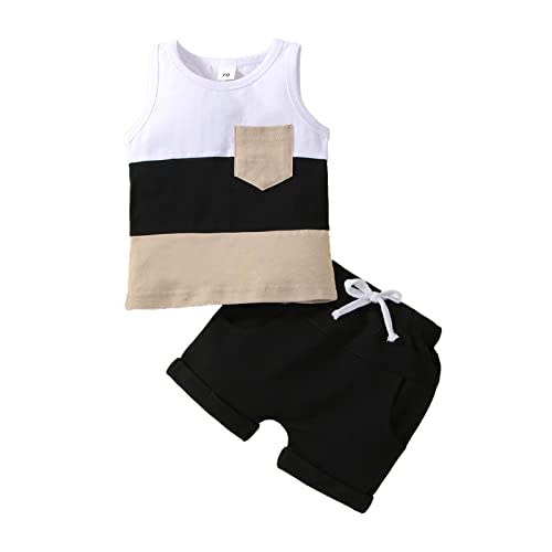 Kupretty Baby Boy Summer Clothes Sleeveless Tank Tops Vest T-Shirt + Casual Shorts Toddler Outfits Set