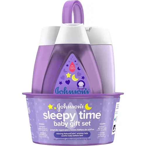 Johnson's Sleepy Time Bedtime Baby Gift Set with Relaxing NaturalCalm Aromas, Bedtime Baby Bath Shampoo, Wash & Lotion Essentials, Hypoallergenic & Paraben-Free, 4 Items