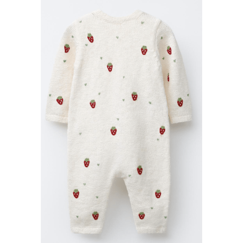 STRAWBERRY EMBROIDERY KNIT JUMPSUIT - Ecru | ZARA United States