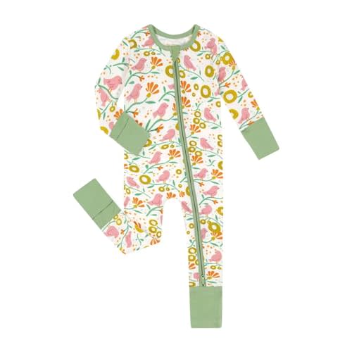 Teach Leanbh Unisex Baby Bamboo Viscose Pajamas with Mittens and Feet Cuffs 2 Way Zipper Long Sleeve Romper Sleep and Play
