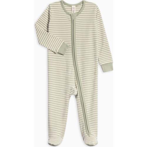 Peyton Zipper Sleeper Mint Stripe - Colored Organics Sleepwear | Maisonette