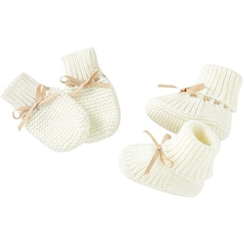 LAWKUL Baby Outfit Cotton Knit Newborn Infant Romper Knitted Longsleeve Sweater Clothes With Warm Hat Set Toddler Boy Girl