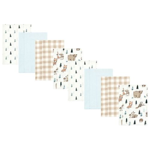 Hudson Baby Boys Cotton Poly Flannel Burp Cloths 8-pack, Boy Woodland Pals, One Size