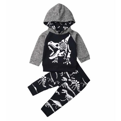 Toddler Infant Baby Boys Dinosaur Long Sleeve Hoodie Tops Sweatsuit Pants Outfit Set (0-6 Months, Style 8)