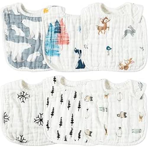 Amazon.com: Zainpe 6Pcs Muslin Cotton Baby Christmas Bibs Xmas Tree Snowflake Bear Bib Adjustable Neutral Burp Cloths with 6 Absorbent Soft Layers for Unisex Infant Toddler Newborn Drooling Feeding Teething : Baby