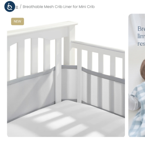 HALO Breathable Mesh Crib Liner for Mini Crib in Gray
