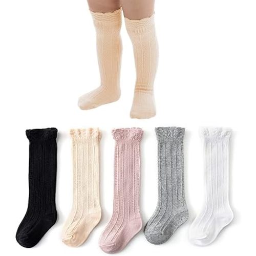 American Trends Baby Knee High Socks - Girls & Boys Newborn to Toddlers - Ruffled Tube Socks