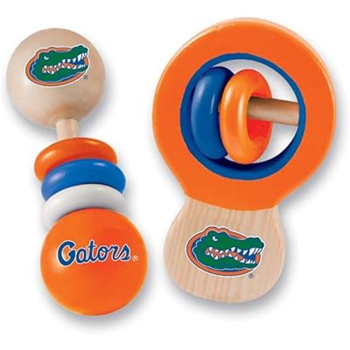 BabyFanatic Wood Rattle 2 Pack - NCAA Florida Gators - Officially Licensed Baby Toy Set
