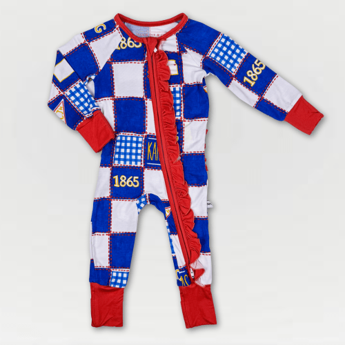Kansas Quilted College Zip-Up Ruffled Bamboo Pajama
