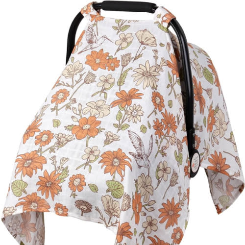 Metplus Muslin Carseat Cover for Babies,Breathable Infant Carseat Cover Lightweight Baby Carrier Cover for Girls Boys, Fit Spring Summer/Hot Days/Warm Weather