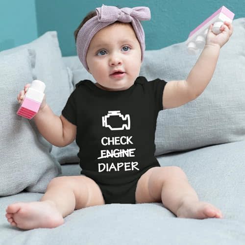 Check Engine Diaper Bodysuit - Baby Mechanic Outfit, Race Car Design, Funny