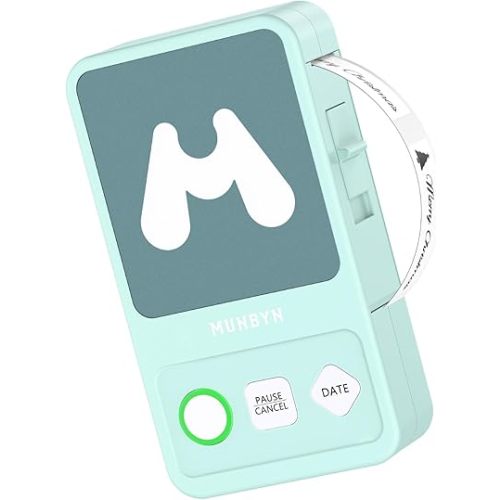 MUNBYN Label Maker Machine with Tape, Print Date with One Click FM520 Portable Bluetooth Label Printer for Office Home Storage (Green)