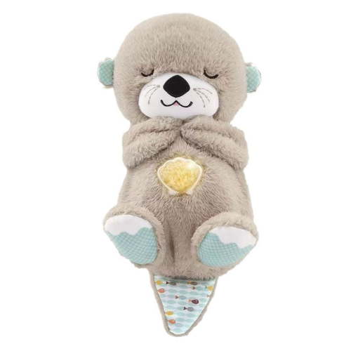 Baby Breathe Bear Soothes Baby Otter Plush Toy Children Soothing Music Sleep Companion Sound And Light Stuffed Doll Toy Gifts,Gray