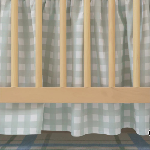 Gathered Crib Skirt | Gingham in Victorian Olive
