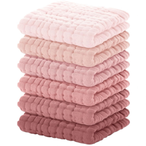 Yoofoss Muslin Baby Washcloths 100% Organic Cotton Face Towels 6 Pack Wash Cloths for Baby 12x12in Soft and Absorbent Baby Wipes (Gradient Pink)
