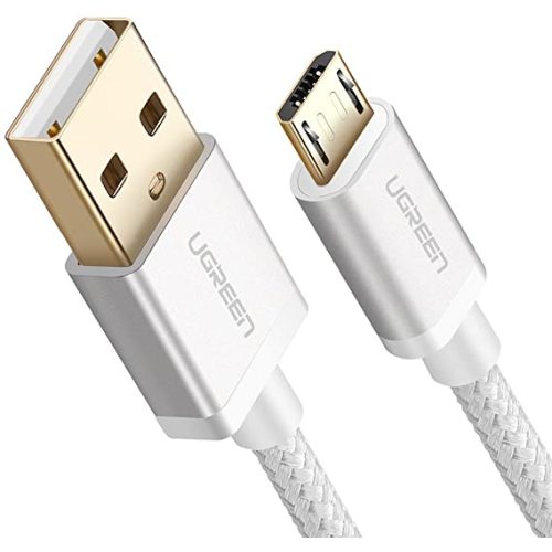 UGREEN Micro USB Cable Nylon Braided Fast Quick Charger Cable USB to Micro USB 2.0 Android Charging Cord for Samsung Galaxy S7 S6, Note, LG, Nexus, Nokia, PS4, Xbox One Controller (10ft, White) - 10FT