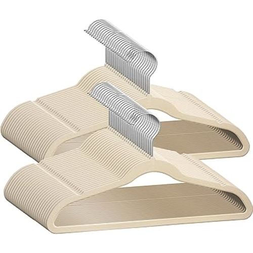 50 Premium Kids Velvet Hangers - 14" Inch Non-Slip Kids Hangers - Ultra Slim Space Saving Children Hangers - 360°Swivel Hook, Strong & Durable Kids & Preteen Hangers - Ivory
