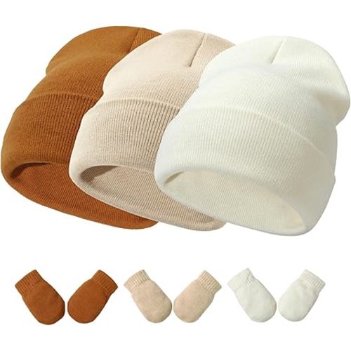 Baby Hats and Mittens Set Infant Toddler Beanie Caps Hospital Hat Set Newborn Gloves for Baby Boys Girls