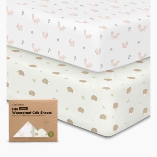 KeaBabies 2-Pack Isla (Protect+) Waterproof Crib Sheets - Nibbles/Bruce