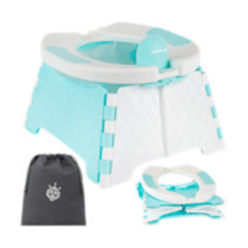 Jool Baby Collapsible Travel Potty Chair with Travel Bag & 30 Replacement Bags - Aqua