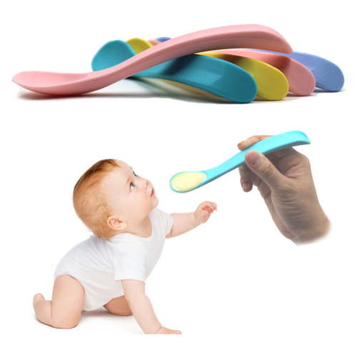Bueautybox Baby Silicone Soft Spoons| Training Feeding for Kids Toddlers |Solid Color Infant Baby Spoon Soft Silicone Feeding Tableware Weaning Supplies Gum-Friendly First Stage